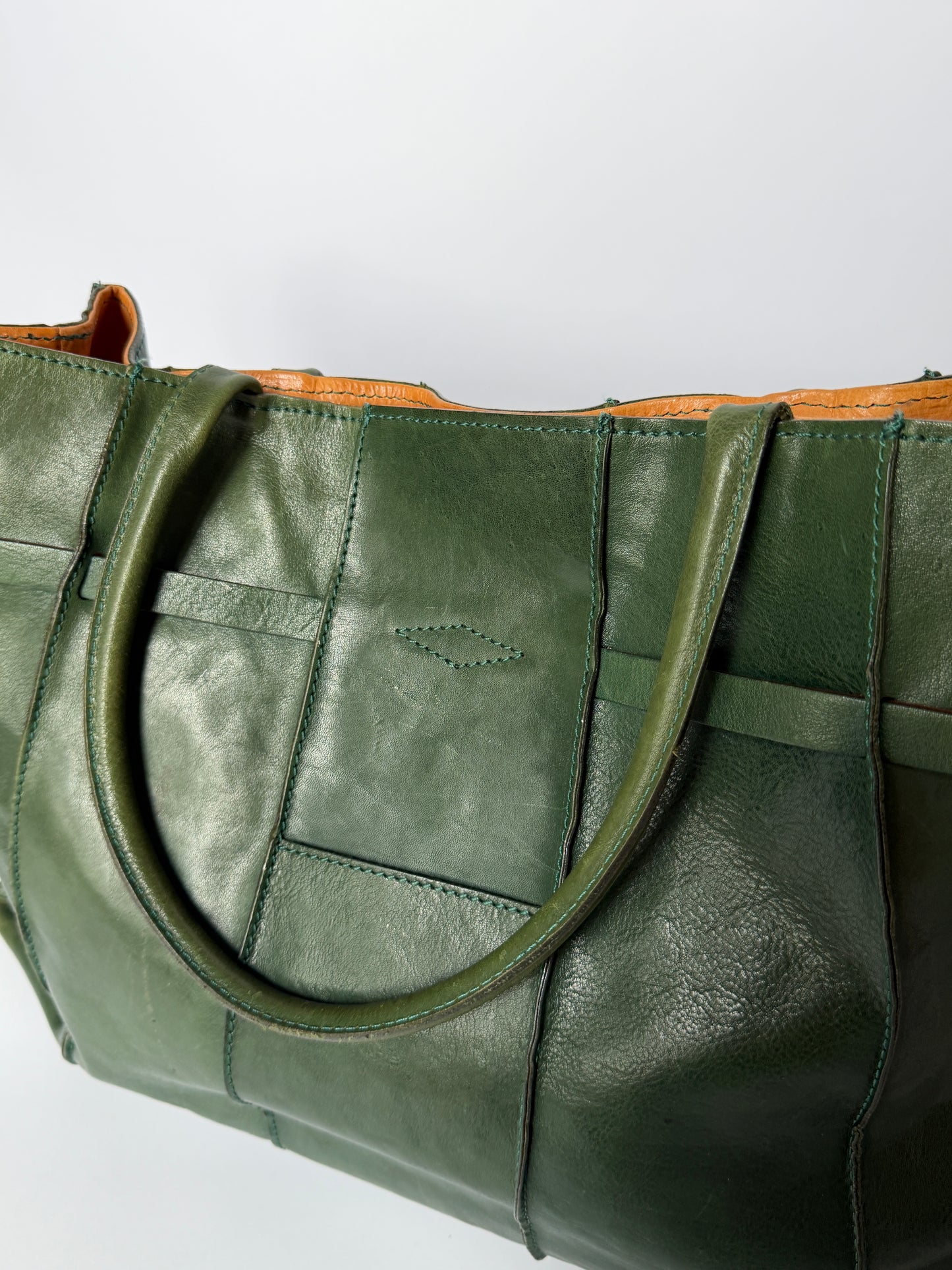 Forest Green Leather Padlock Tote