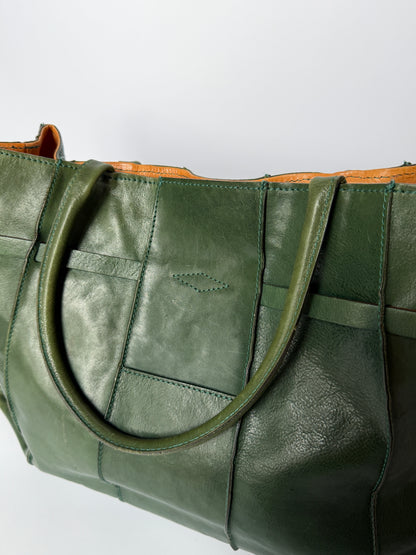 Forest Green Leather Padlock Tote