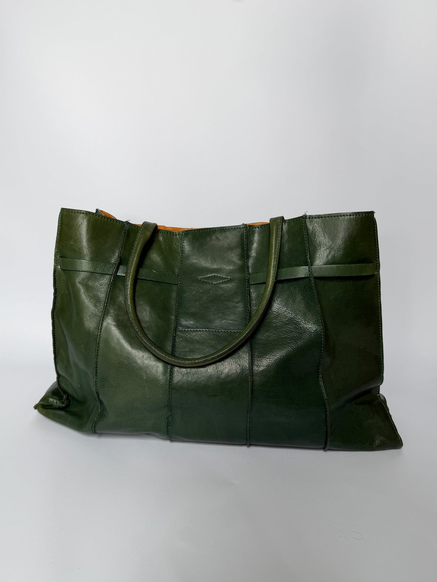 Forest Green Leather Padlock Tote