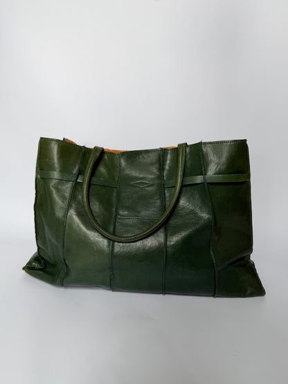 Forest Green Leather Padlock Tote