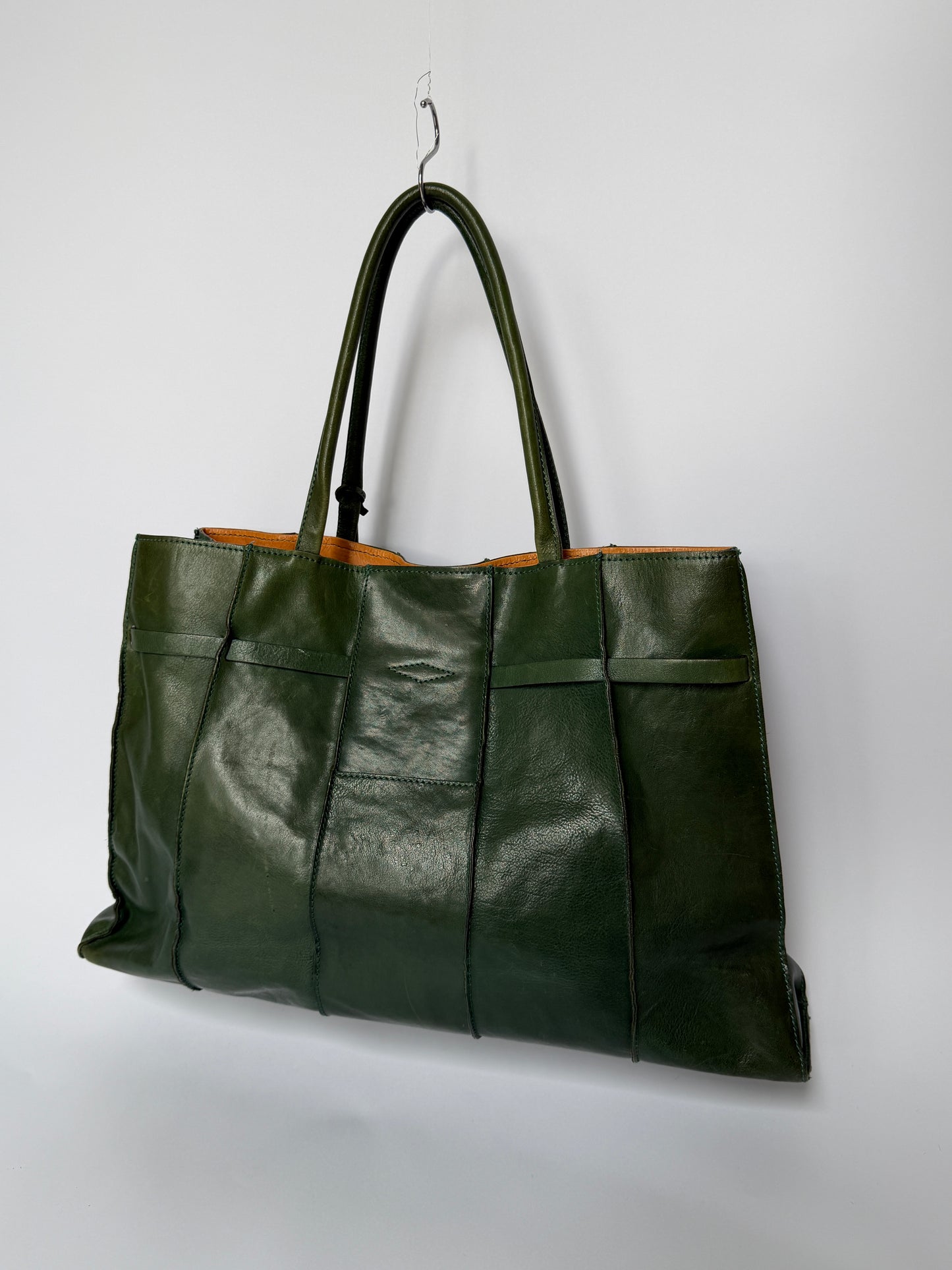 Forest Green Leather Padlock Tote