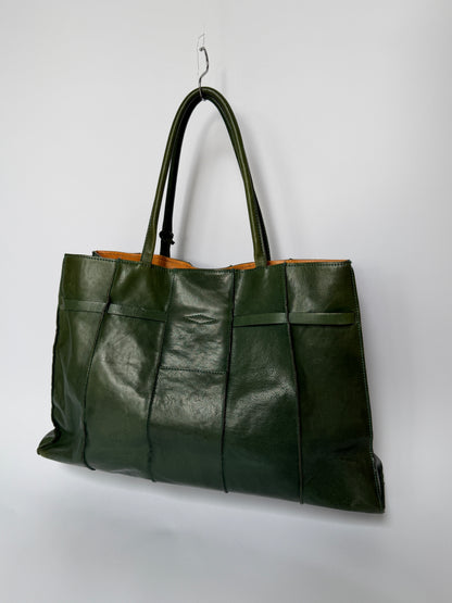 Forest Green Leather Padlock Tote