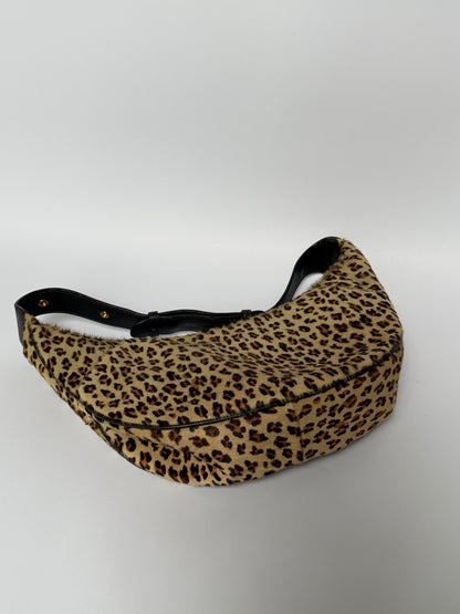 Leopard Pony Hair Crescent Shoulder Bag