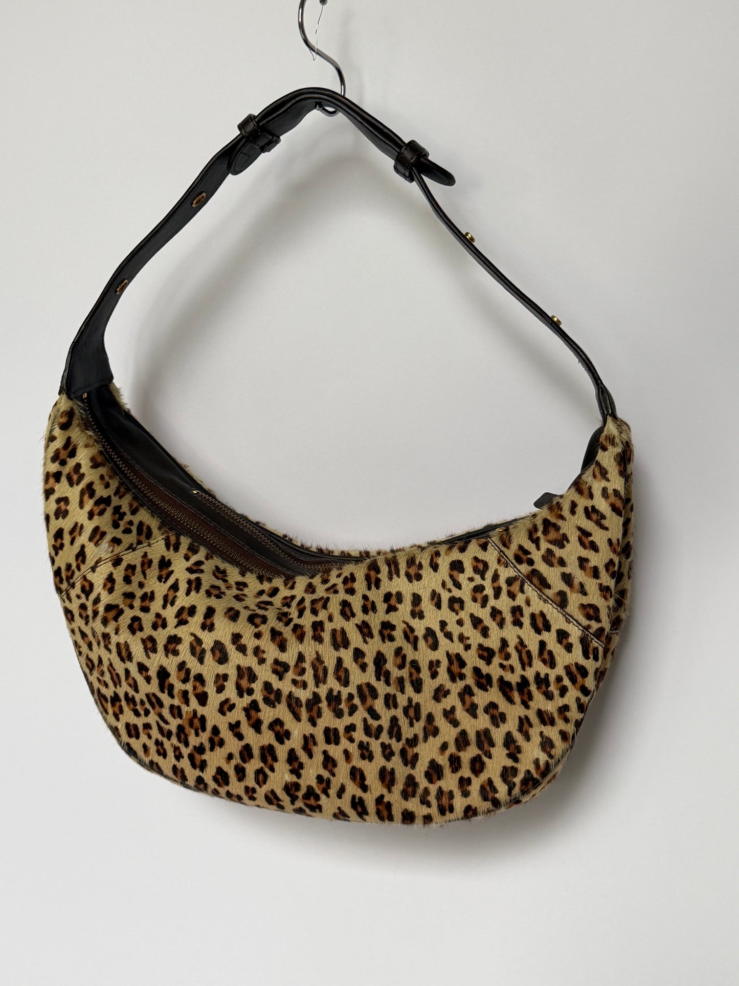 Leopard Pony Hair Crescent Shoulder Bag