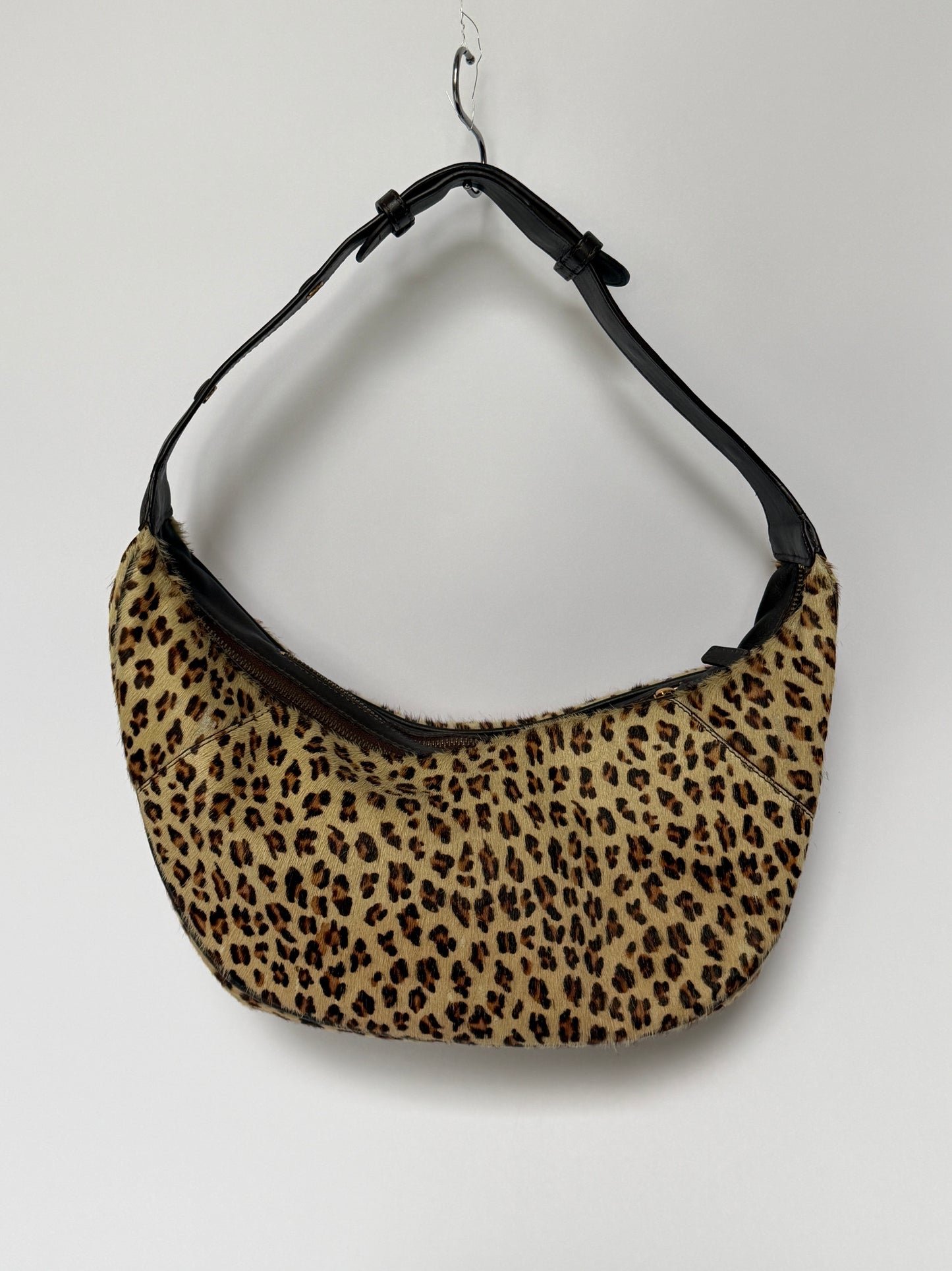 Leopard Pony Hair Crescent Shoulder Bag