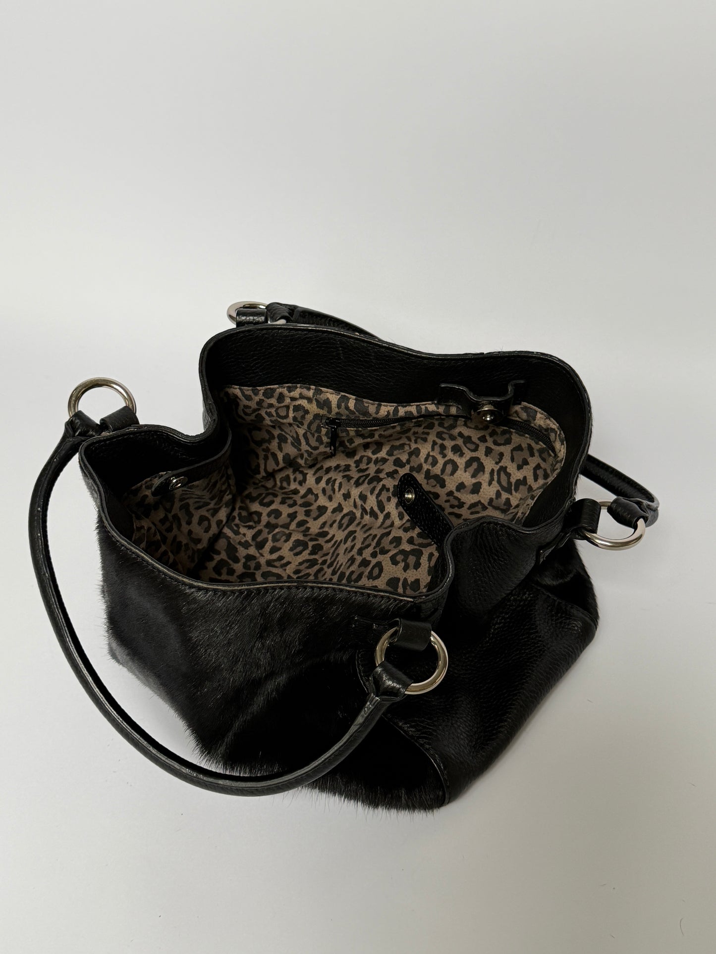 Vintage Black Pony Hair & Leather Bag
