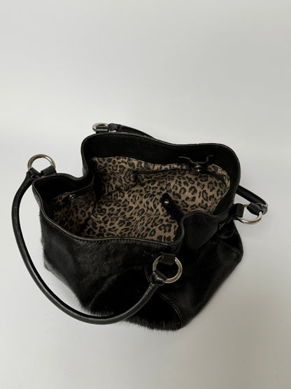 Vintage Black Pony Hair & Leather Bag