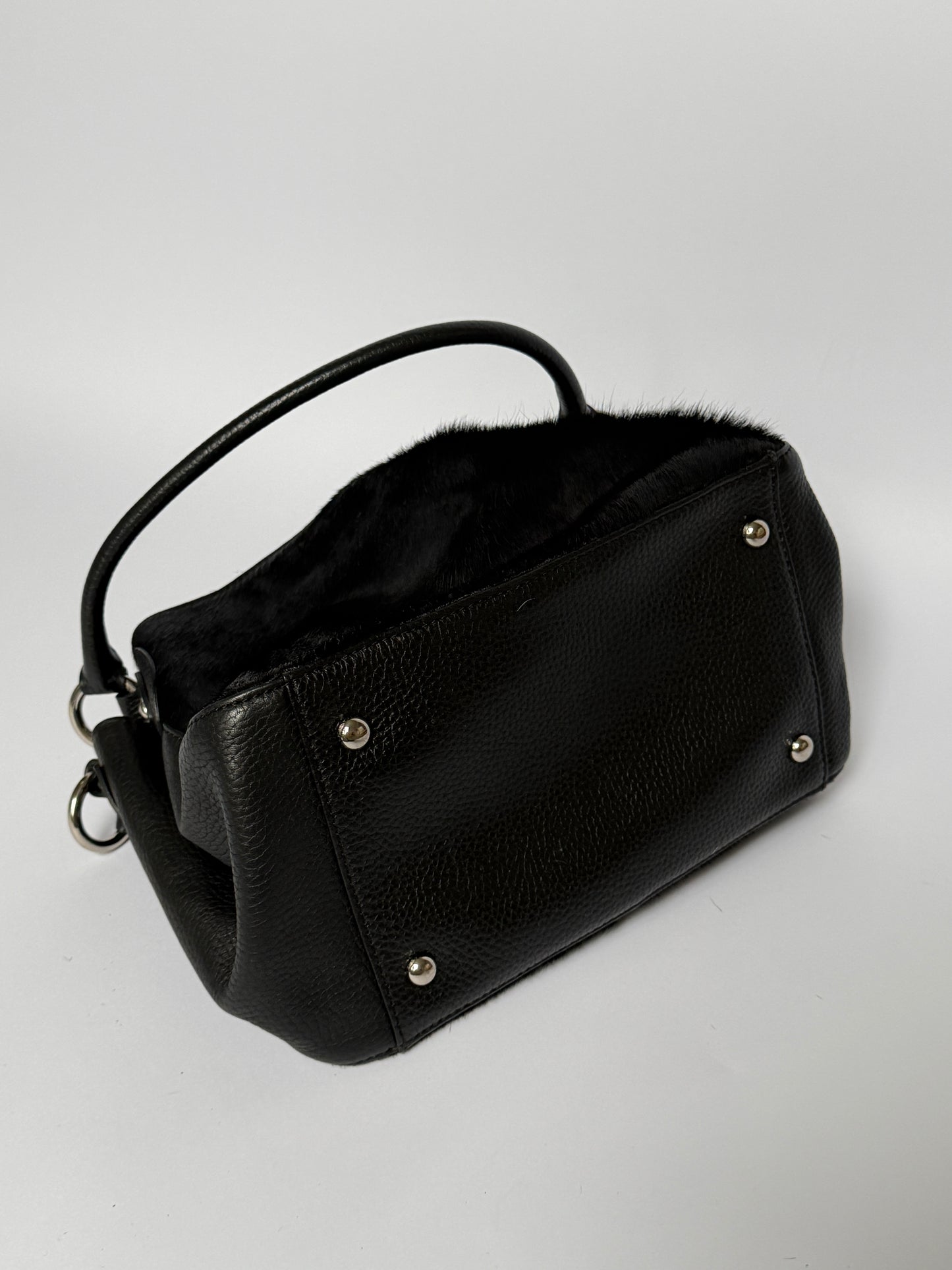Vintage Black Pony Hair & Leather Bag
