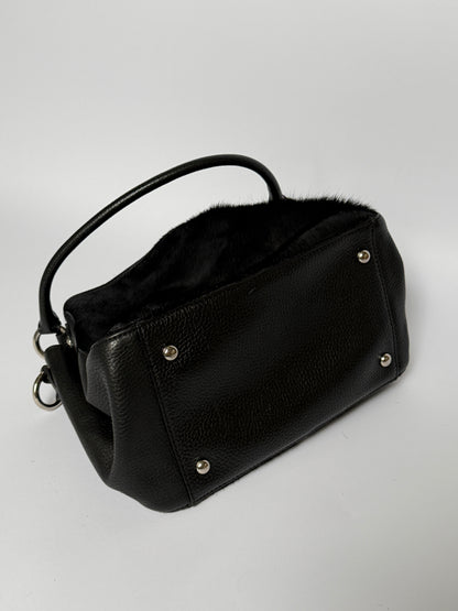 Vintage Black Pony Hair & Leather Bag