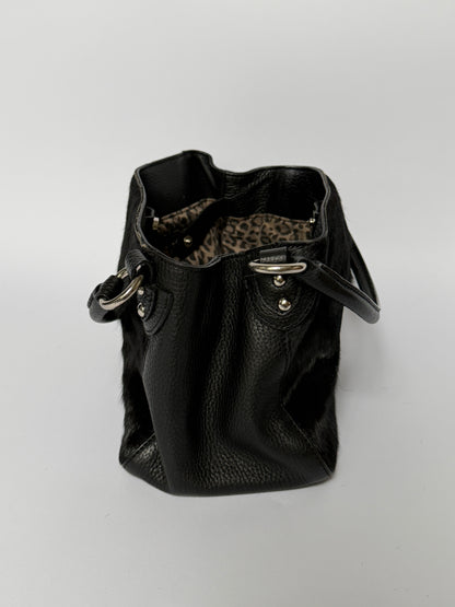 Vintage Black Pony Hair & Leather Bag
