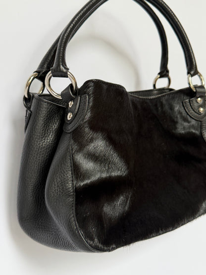 Vintage Black Pony Hair & Leather Bag