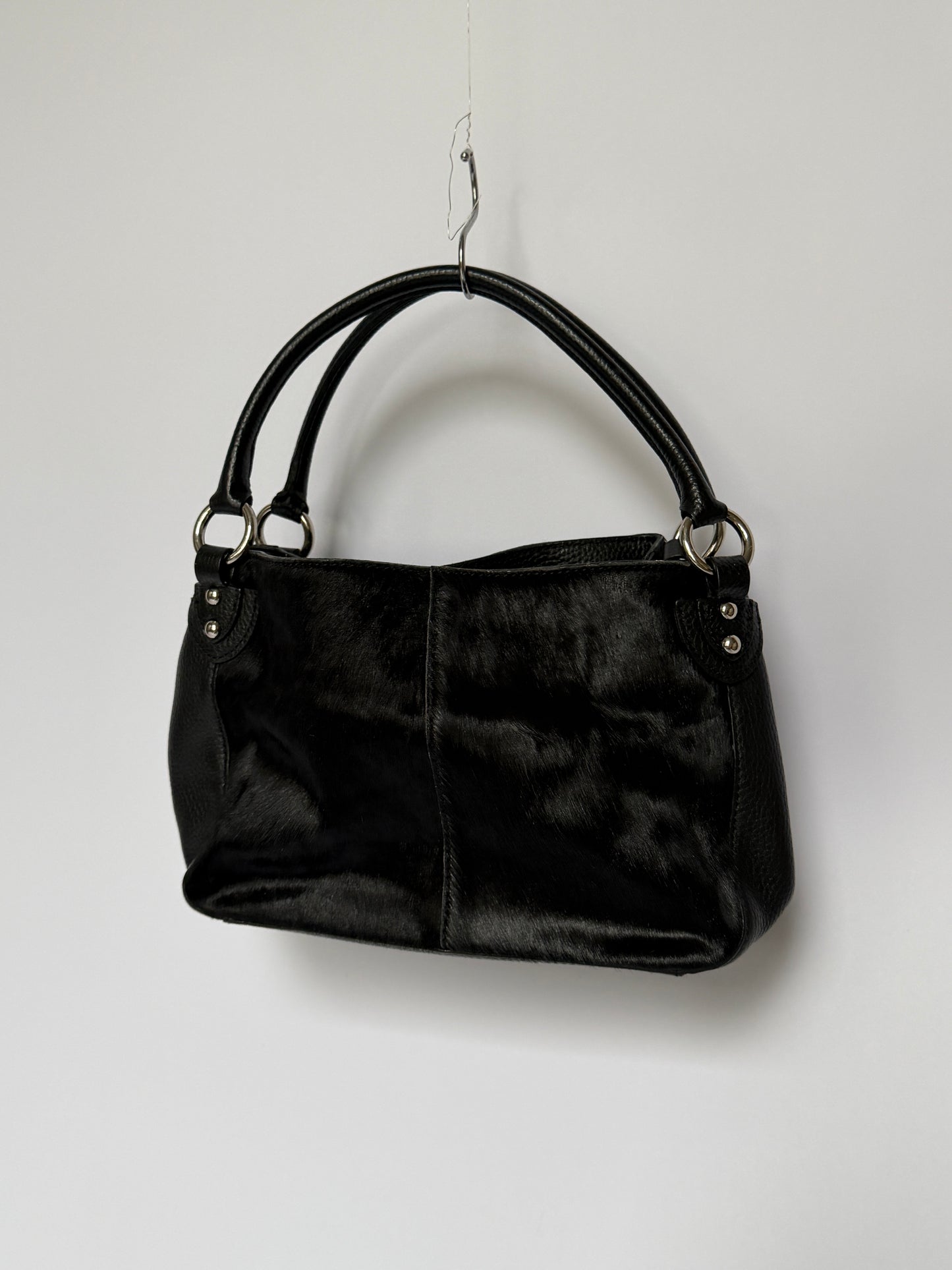 Vintage Black Pony Hair & Leather Bag