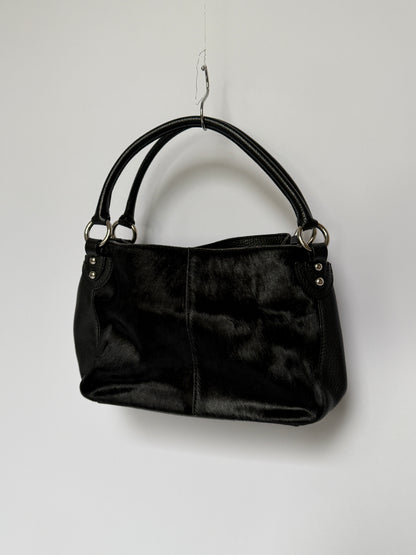 Vintage Black Pony Hair & Leather Bag
