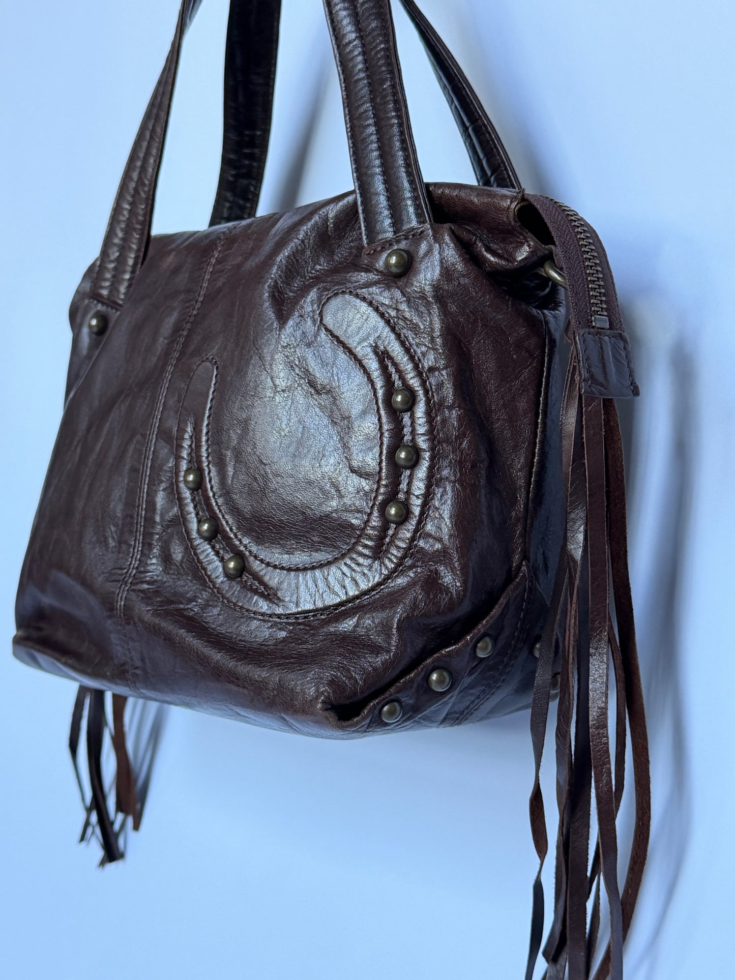 Dakota Japan Leather Horseshoe Fringe Bag