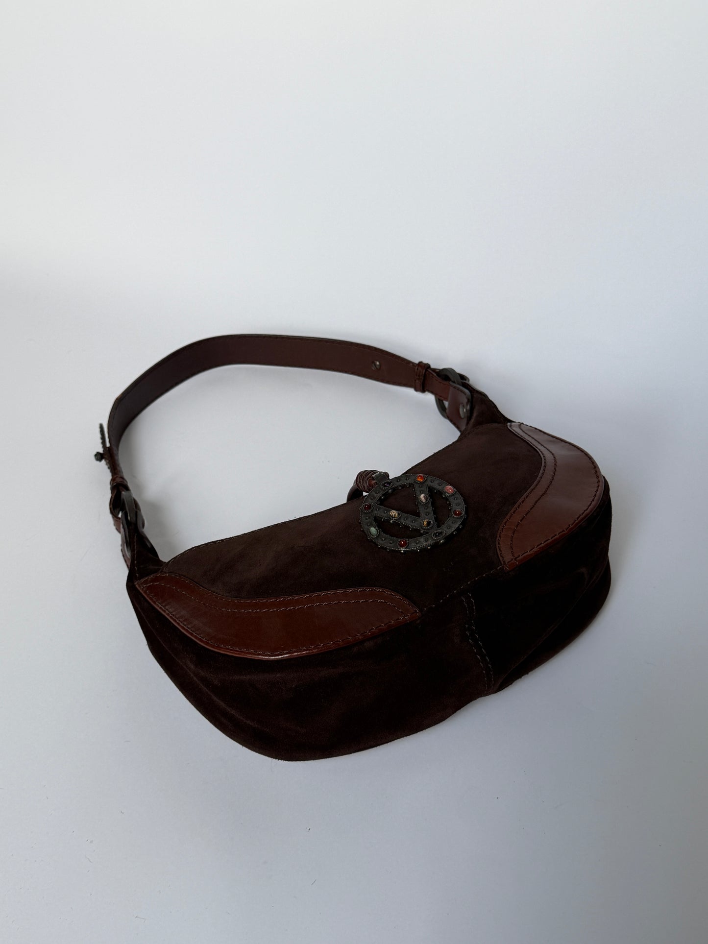 Valentino Garavani Gemstone Suede Crescent Bag