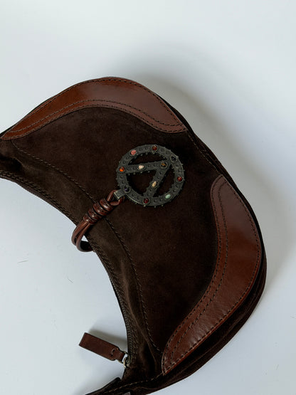 Valentino Garavani Gemstone Suede Crescent Bag