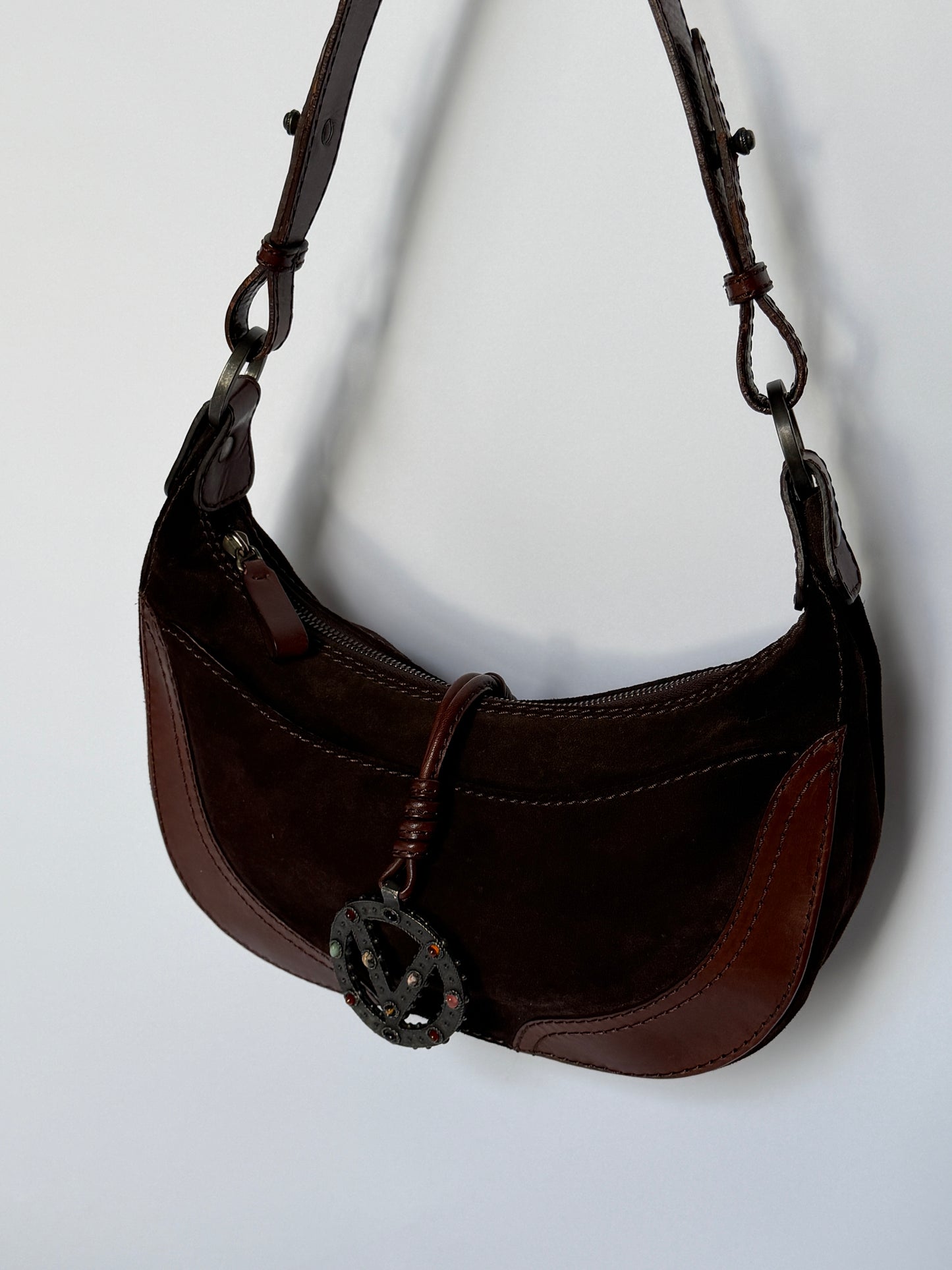 Valentino Garavani Gemstone Suede Crescent Bag