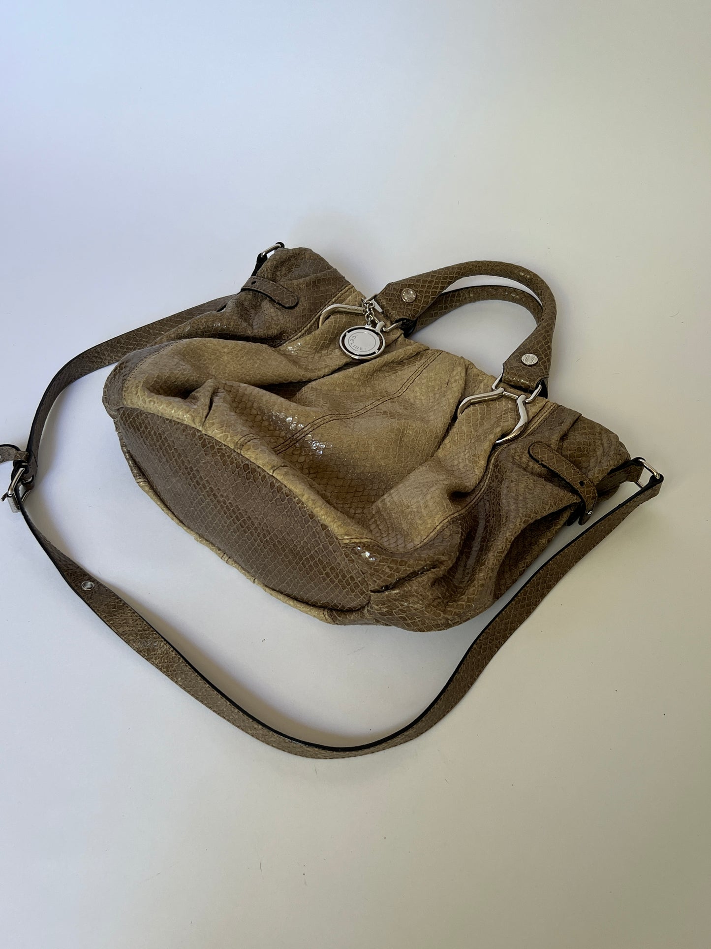 Celine Python-Embossed High Gloss Hobo Bag