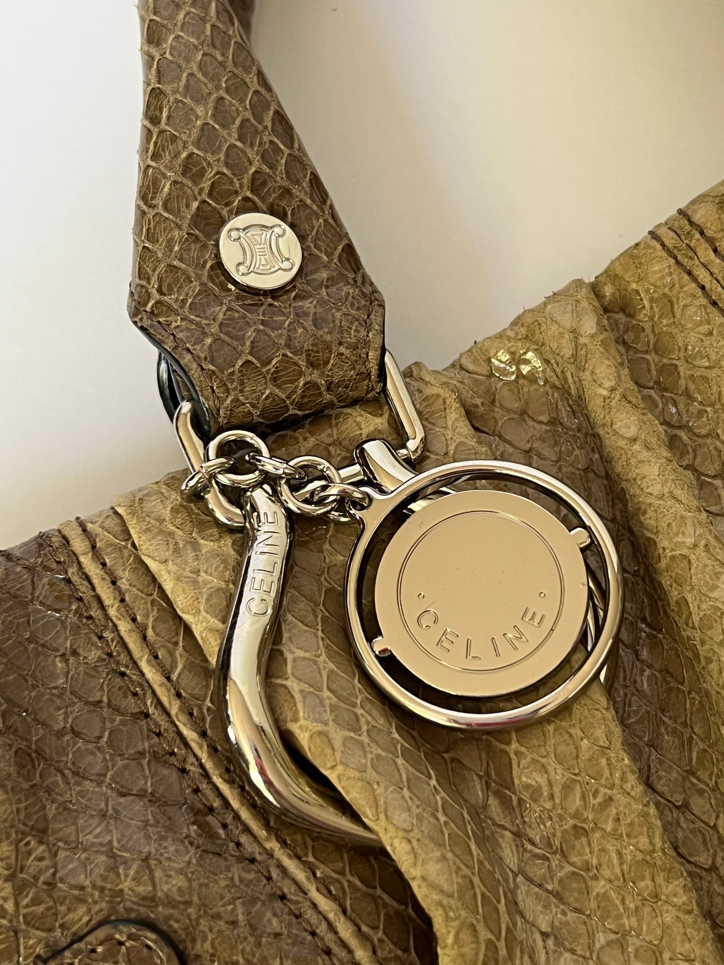 Celine Python-Embossed High Gloss Hobo Bag