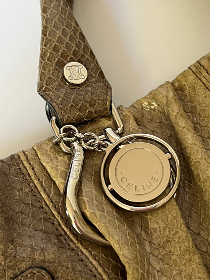 Celine Python-Embossed High Gloss Hobo Bag