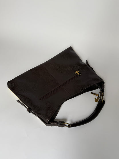 Two-Tone Leather Shoulder Bag w Horn Detail