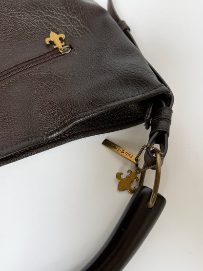 Two-Tone Leather Shoulder Bag w Horn Detail