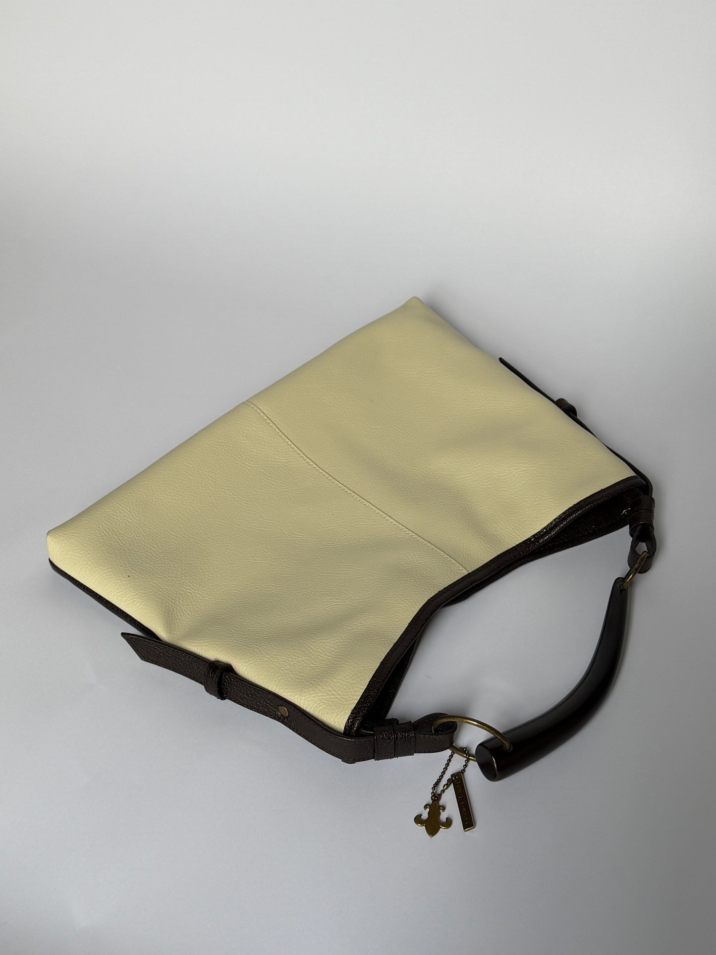 Two-Tone Leather Shoulder Bag w Horn Detail