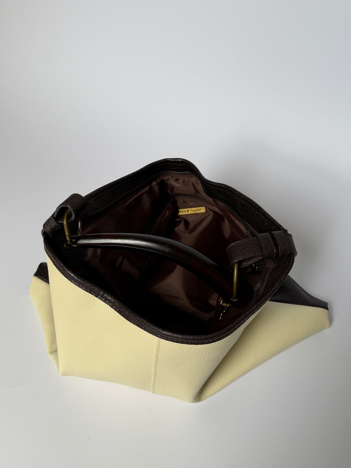 Two-Tone Leather Shoulder Bag w Horn Detail