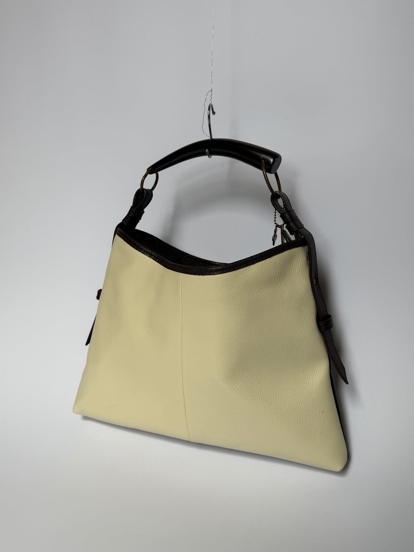 Two-Tone Leather Shoulder Bag w Horn Detail