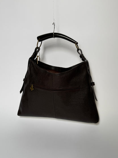 Two-Tone Leather Shoulder Bag w Horn Detail