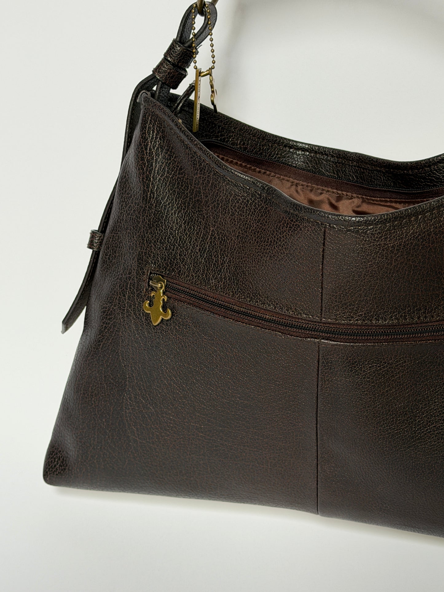 Two-Tone Leather Shoulder Bag w Horn Detail