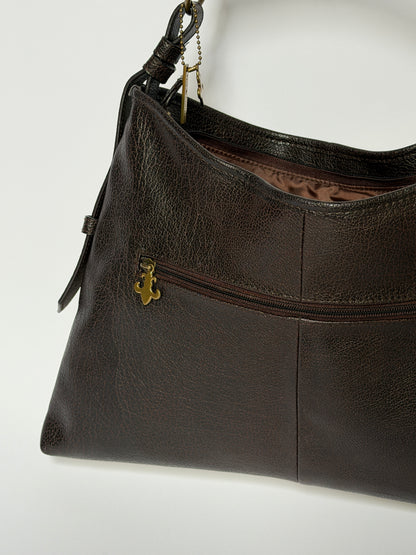 Two-Tone Leather Shoulder Bag w Horn Detail