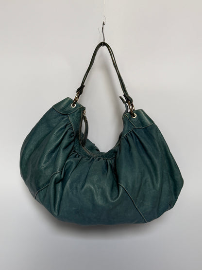 Giant Teal Leather Hobo Bag
