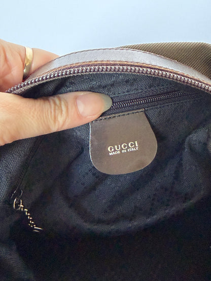 Gucci Bamboo Handle Nylon Shoulder Bag