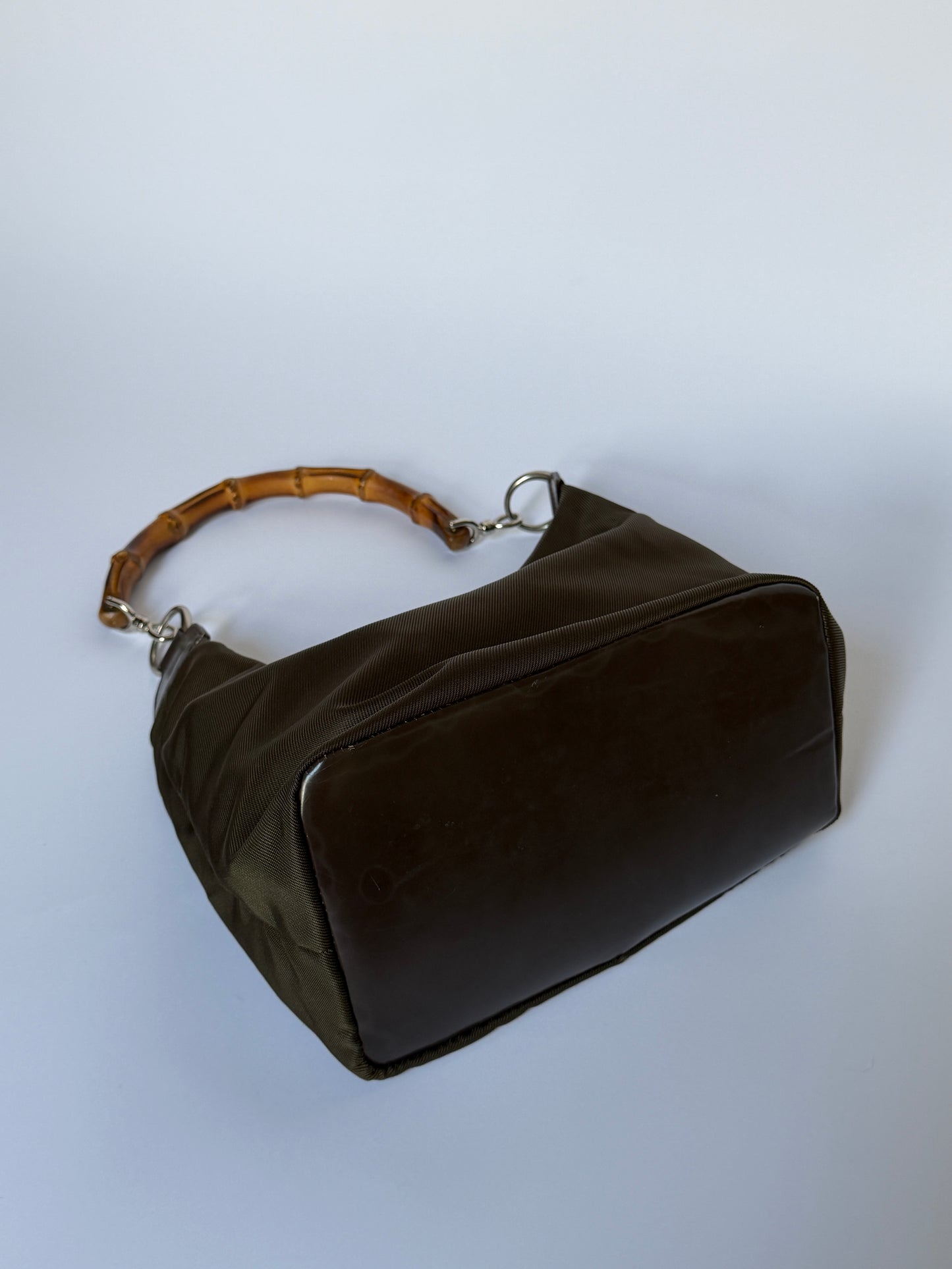 Gucci Bamboo Handle Nylon Shoulder Bag
