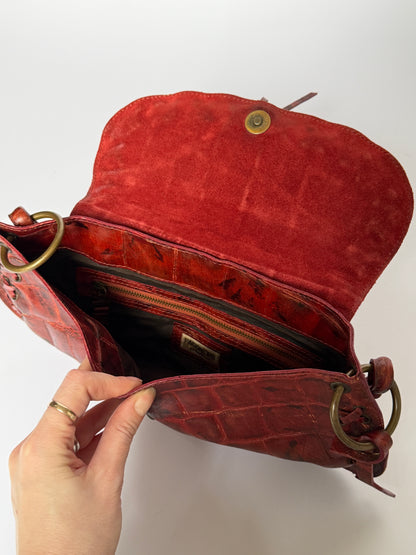 Italian Croc Embossed Baguette Bag