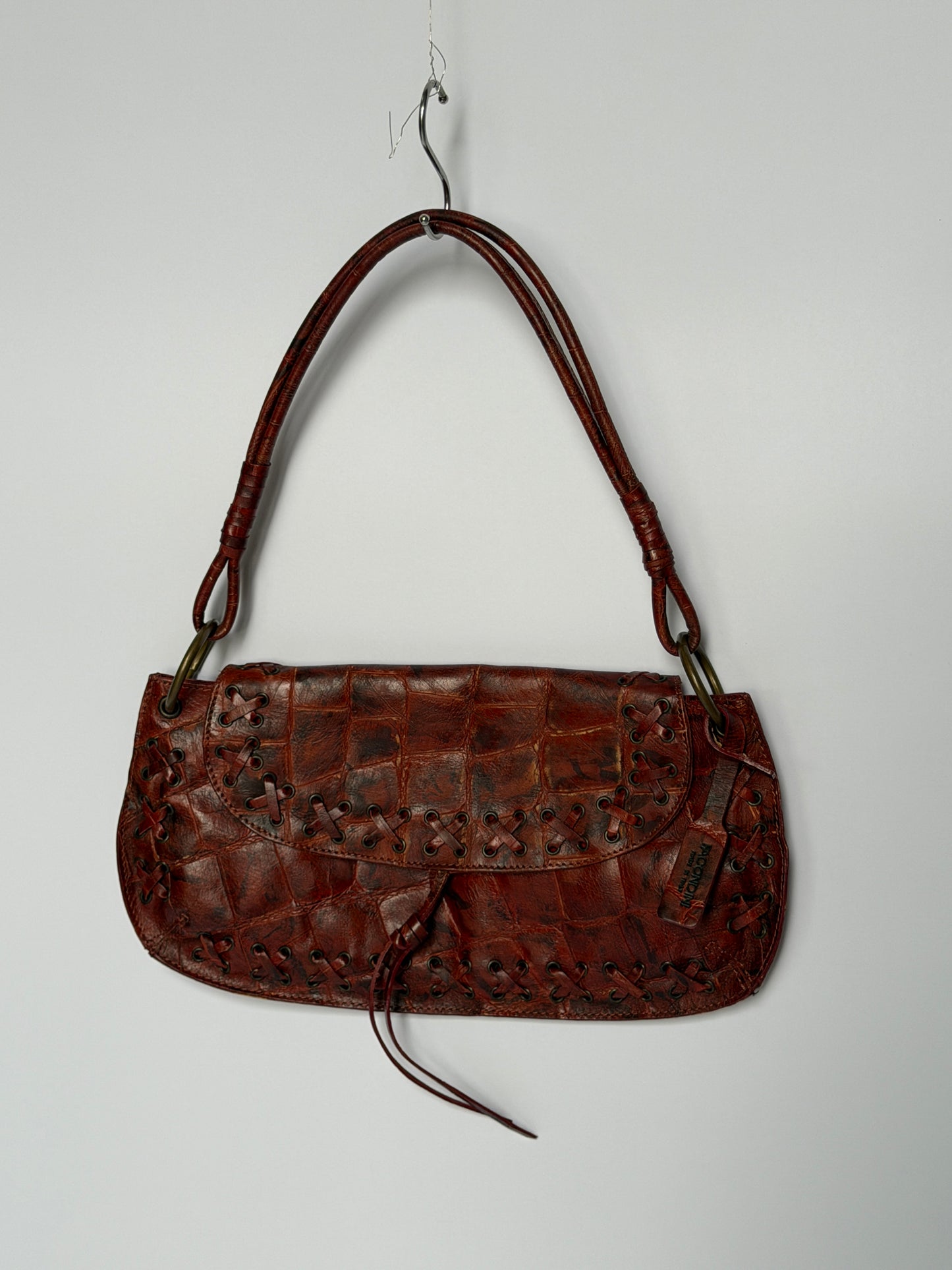 Italian Croc Embossed Baguette Bag