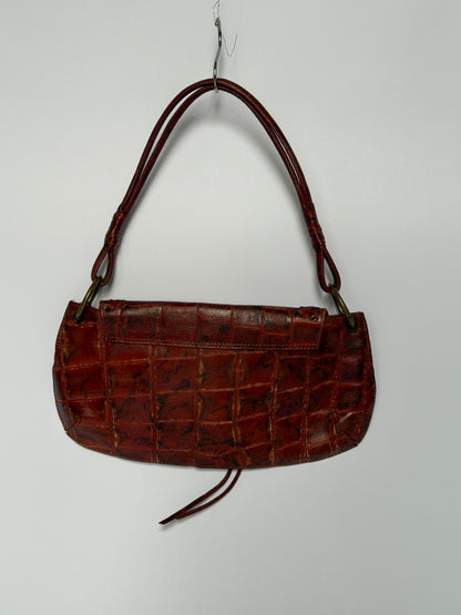 Italian Croc Embossed Baguette Bag