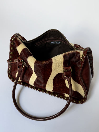 Pony Hair Studded Shoulder Bag
