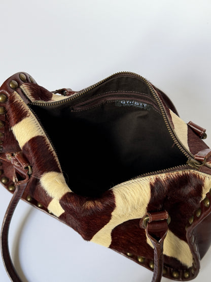 Pony Hair Studded Shoulder Bag