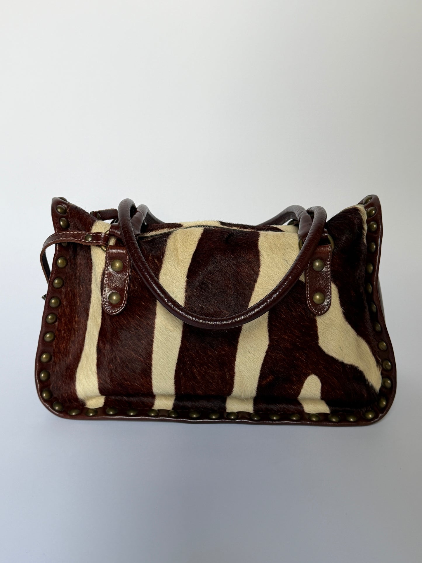 Pony Hair Studded Shoulder Bag