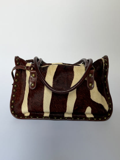 Pony Hair Studded Shoulder Bag