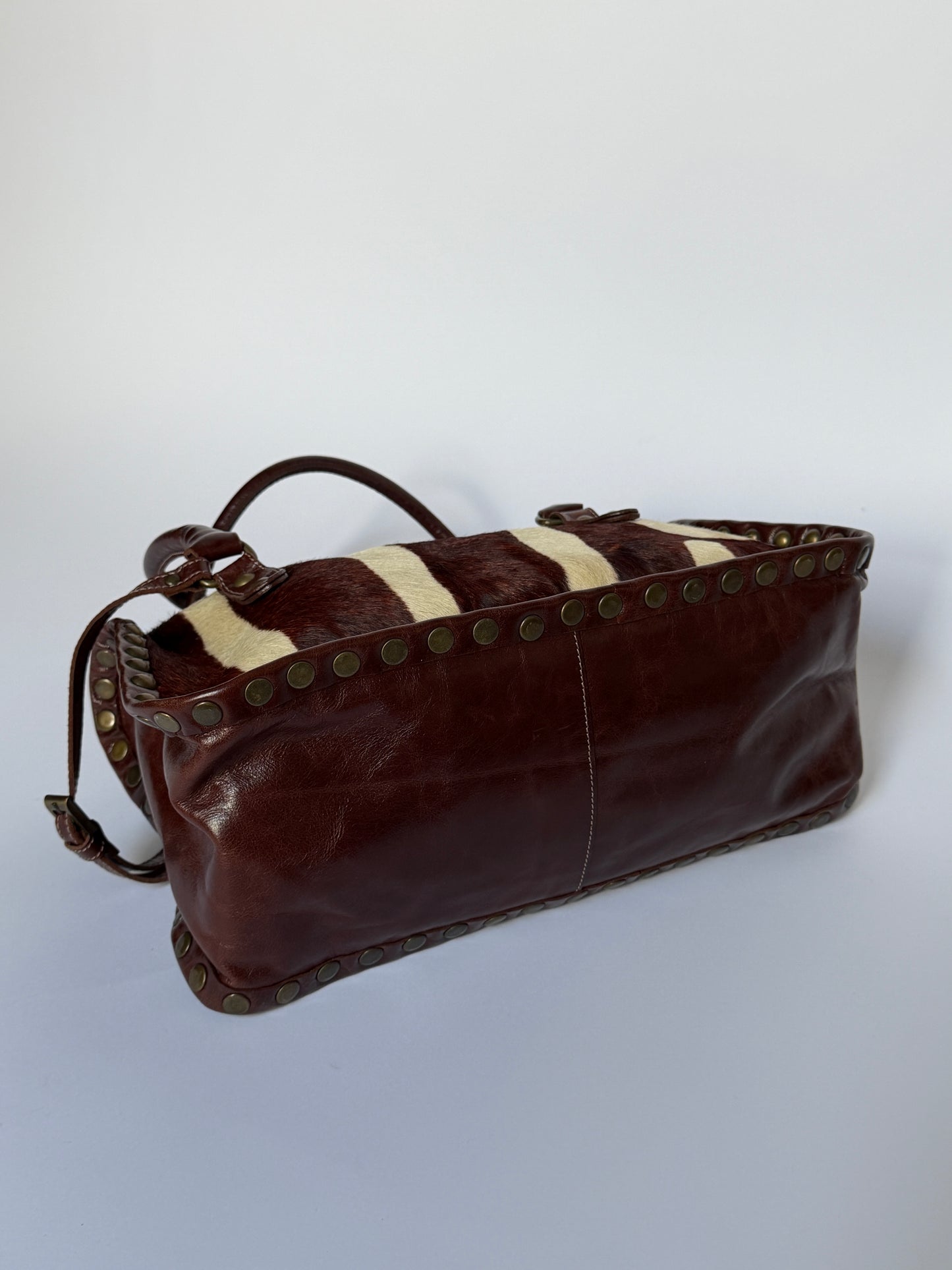 Pony Hair Studded Shoulder Bag