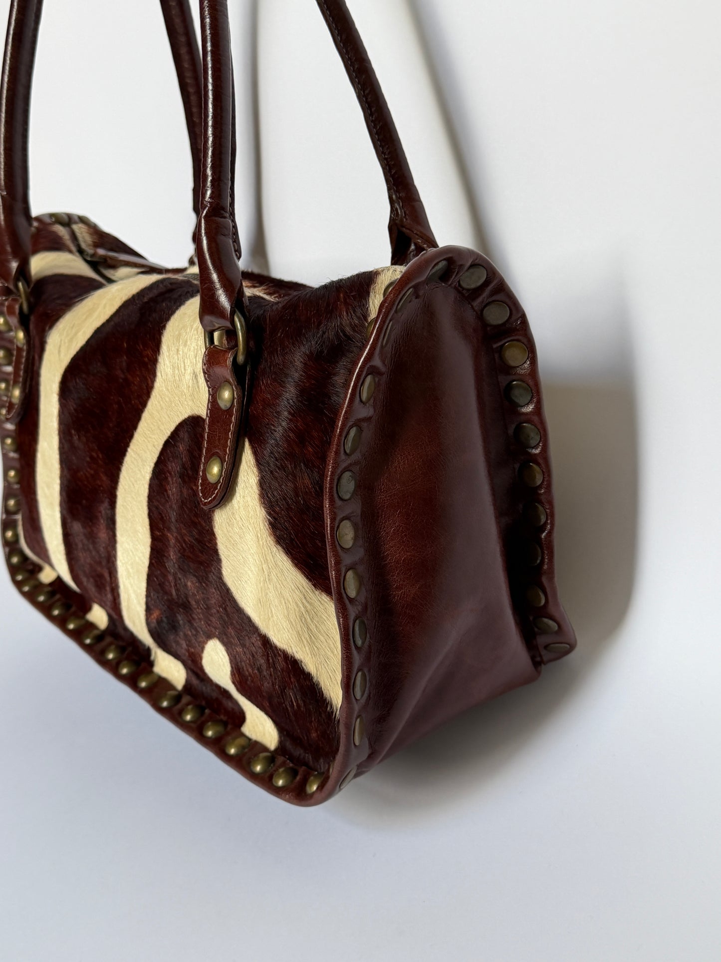 Pony Hair Studded Shoulder Bag