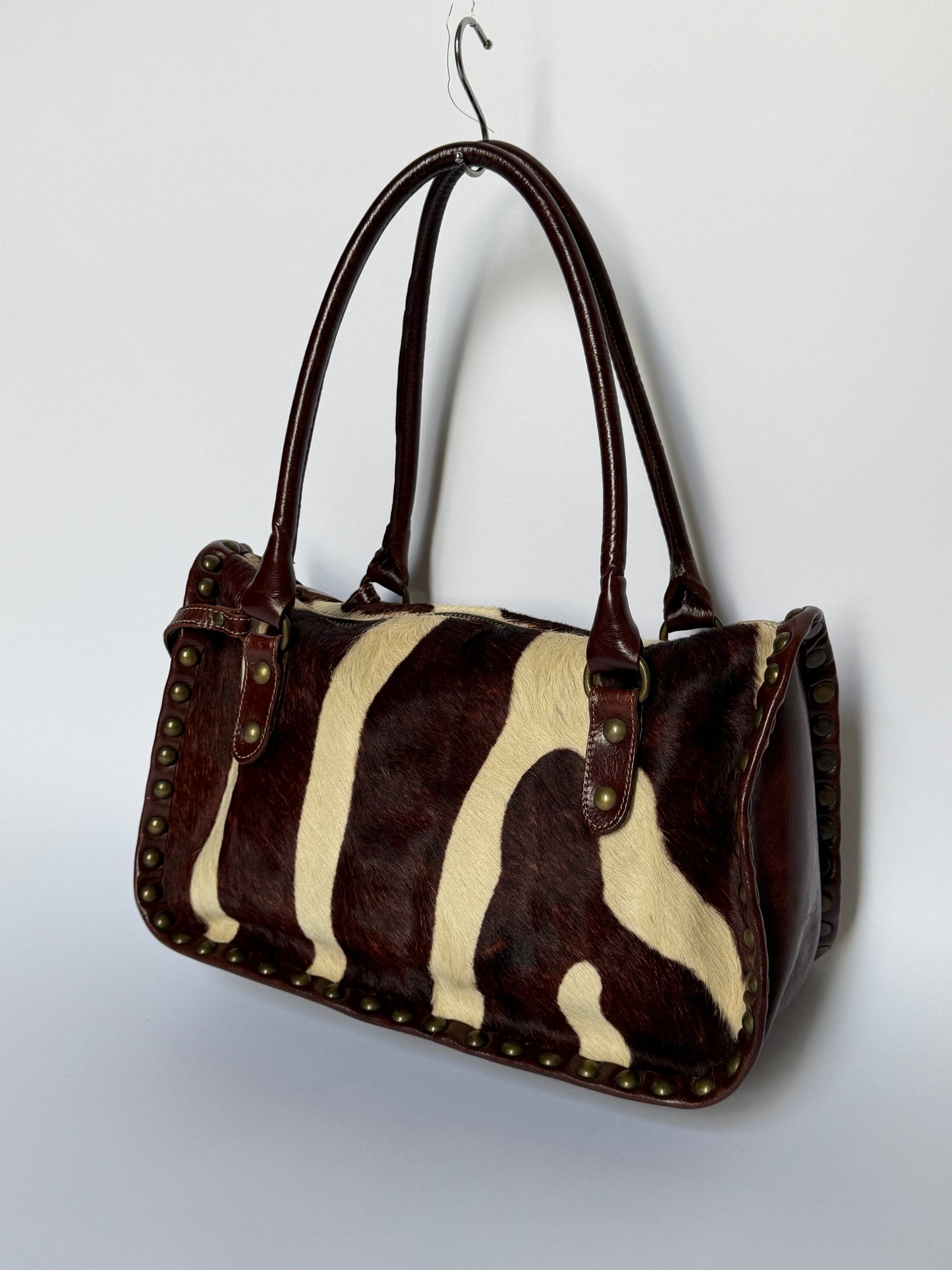 Pony Hair Studded Shoulder Bag