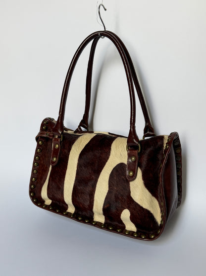 Pony Hair Studded Shoulder Bag