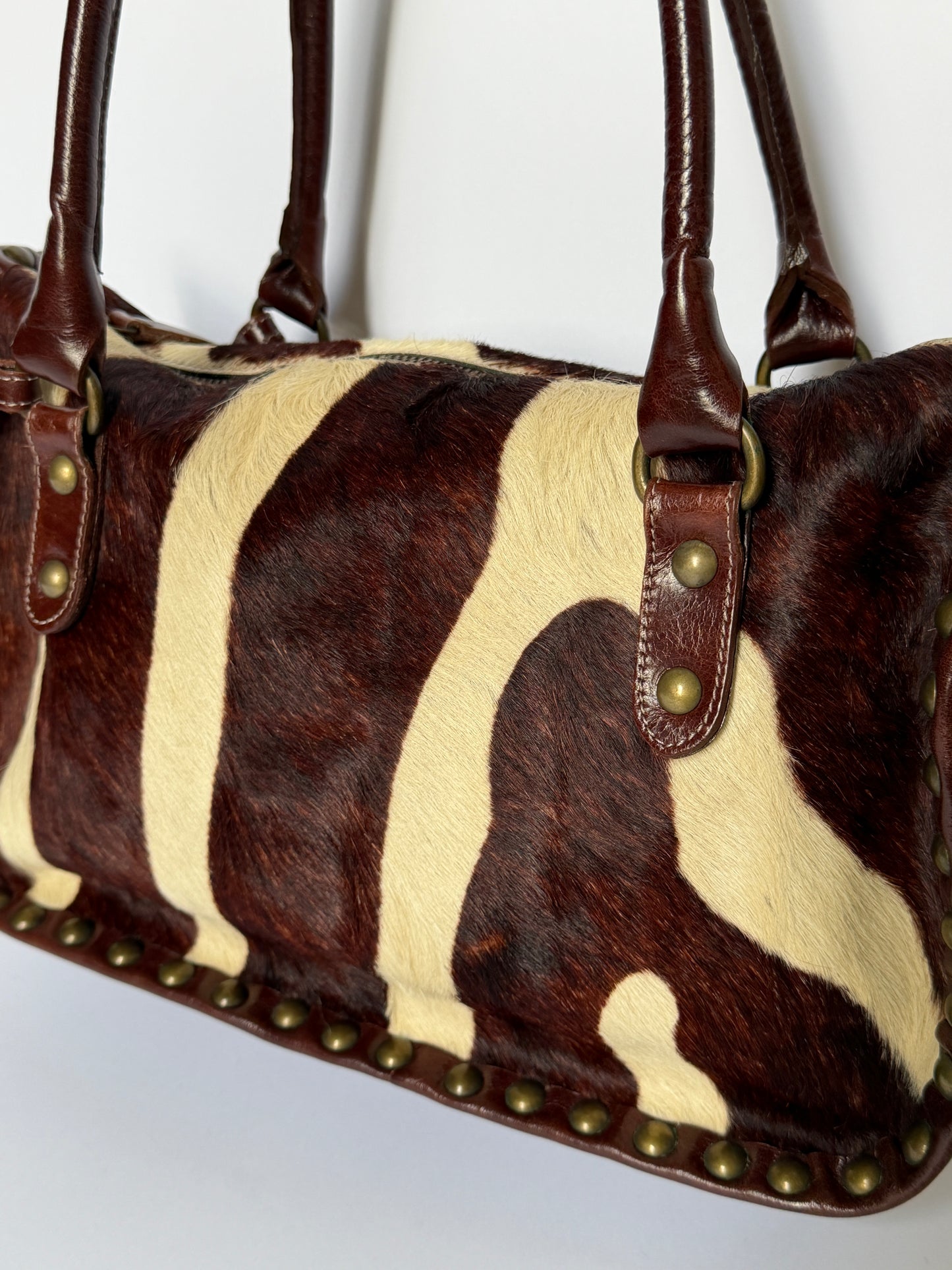 Pony Hair Studded Shoulder Bag