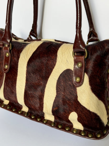 Pony Hair Studded Shoulder Bag