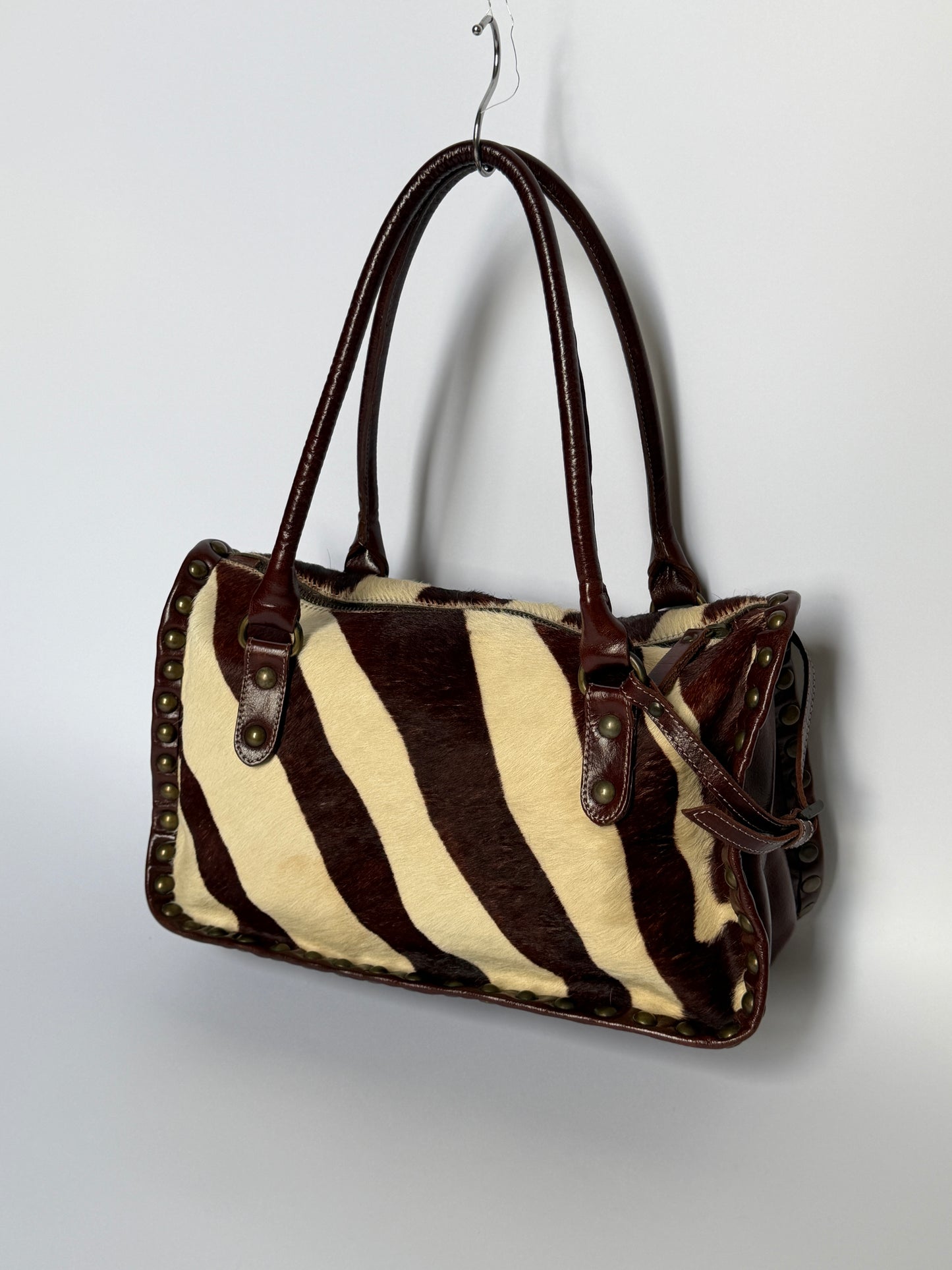 Pony Hair Studded Shoulder Bag