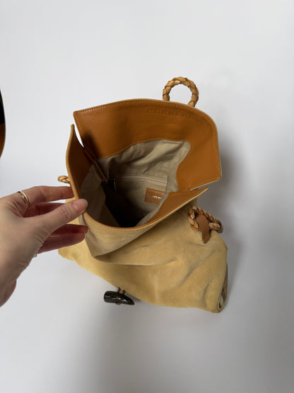 Burberry Suede Horn Bag w Iconic Plaid